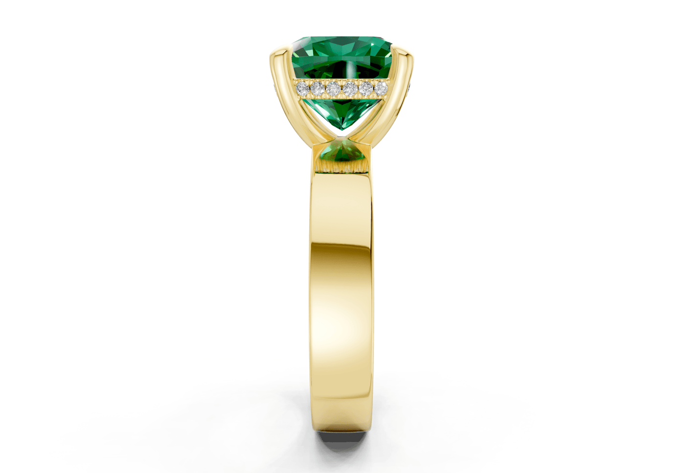 Echo Emerald Gemstone Solitaire Cushion Squareuare Cut 4mm Engagement Ring