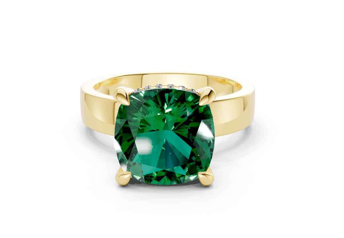 Echo Emerald Gemstone Solitaire Cushion Squareuare Cut 4mm Engagement Ring