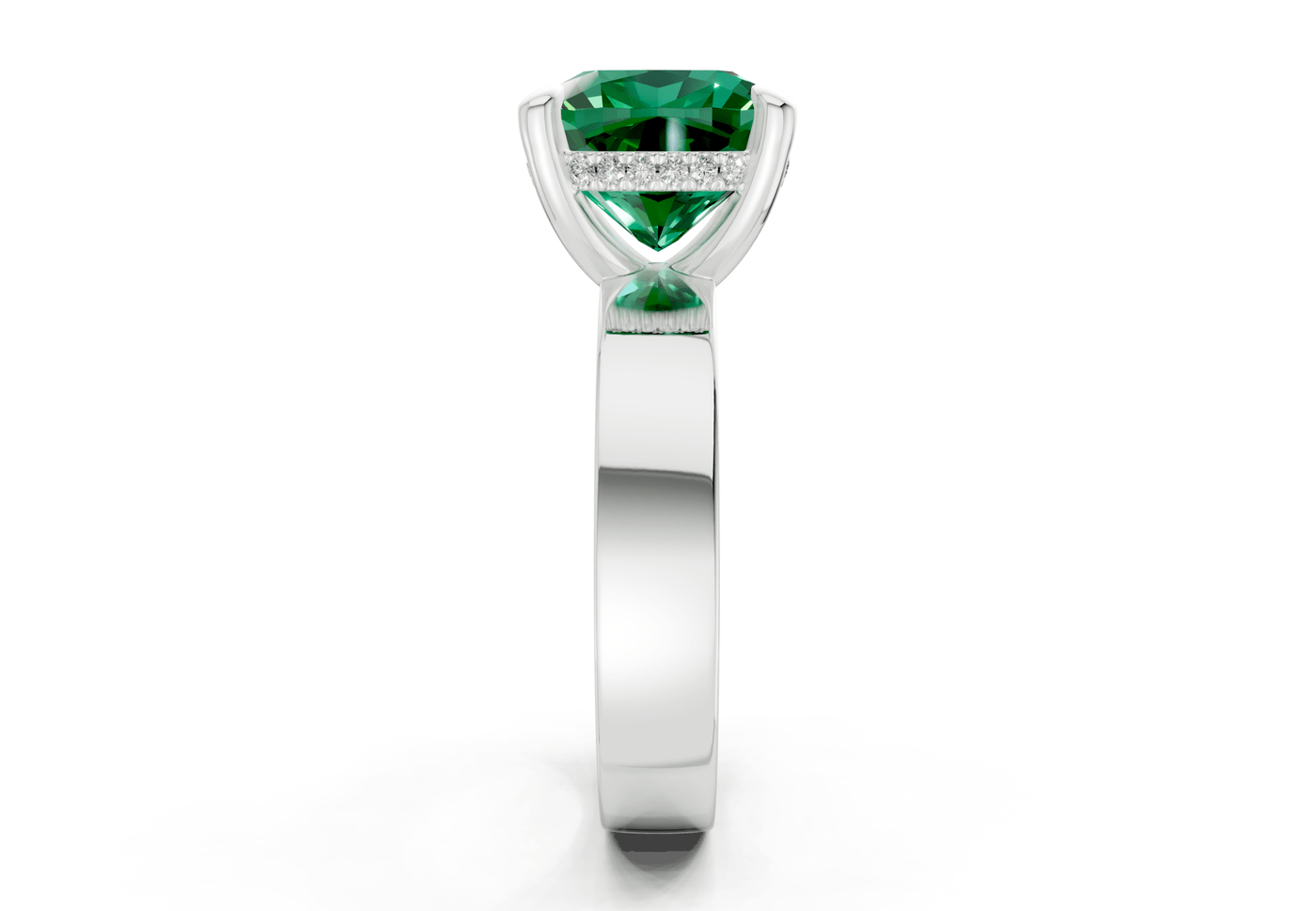 Echo Emerald Gemstone Solitaire Cushion Squareuare Cut 4mm Engagement Ring