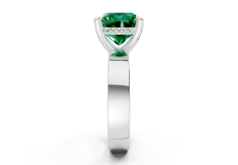 Echo Emerald Gemstone Solitaire Cushion Squareuare Cut 4mm Engagement Ring - Ring Premier