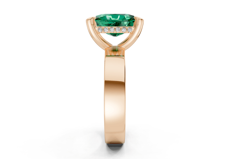 Echo Emerald Gemstone Solitaire Elongated Cushion Cut 4mm Engagement Ring - Ring Premier