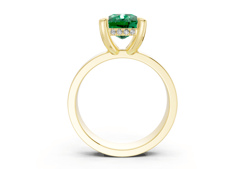 Echo Emerald Gemstone Solitaire Elongated Cushion Cut 4mm Engagement Ring