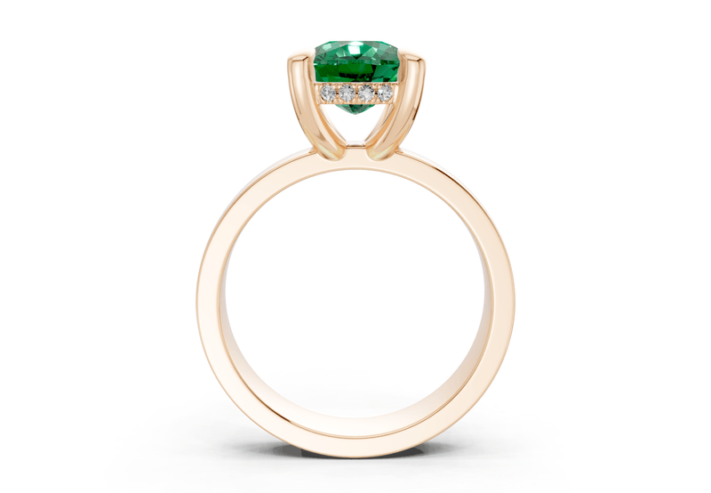 Echo Emerald Gemstone Solitaire Elongated Cushion Cut 4mm Engagement Ring - Ring Premier
