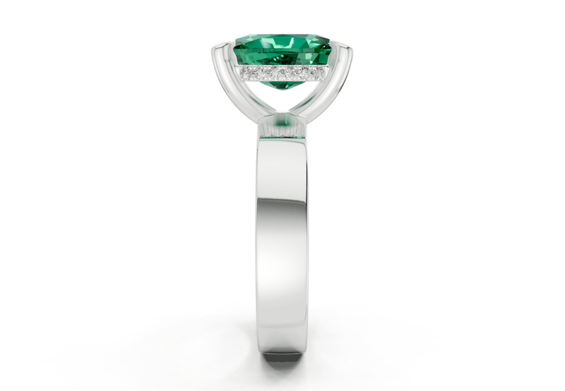 Echo Emerald Gemstone Solitaire Elongated Cushion Cut 4mm Engagement Ring - Ring Premier