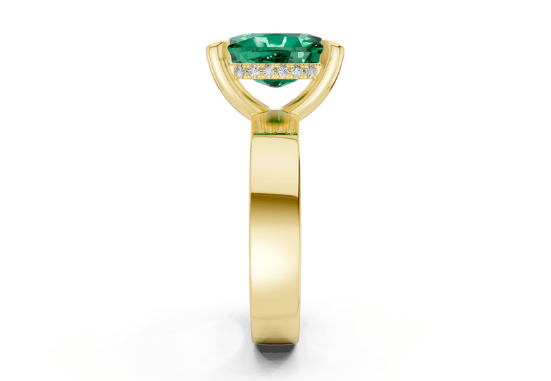 Echo Emerald Gemstone Solitaire Elongated Cushion Cut 4mm Engagement Ring - Ring Premier