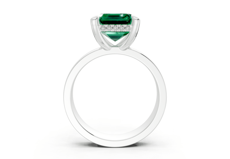 Echo Emerald Gemstone Solitaire Emerald Cut 4mm Engagement Ring - Ring Premier