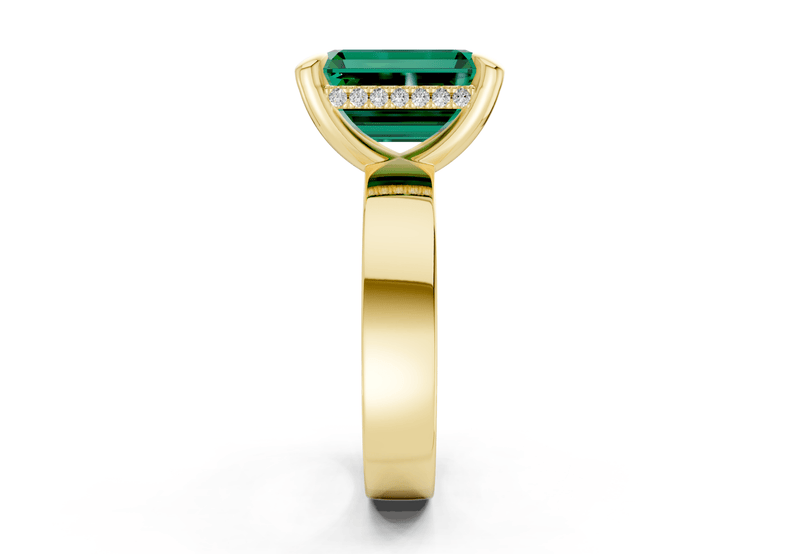 Echo Emerald Gemstone Solitaire Emerald Cut 4mm Engagement Ring - Ring Premier