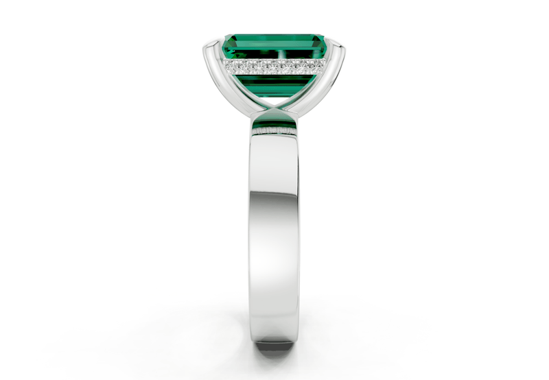 Echo Emerald Gemstone Solitaire Emerald Cut 4mm Engagement Ring - Ring Premier