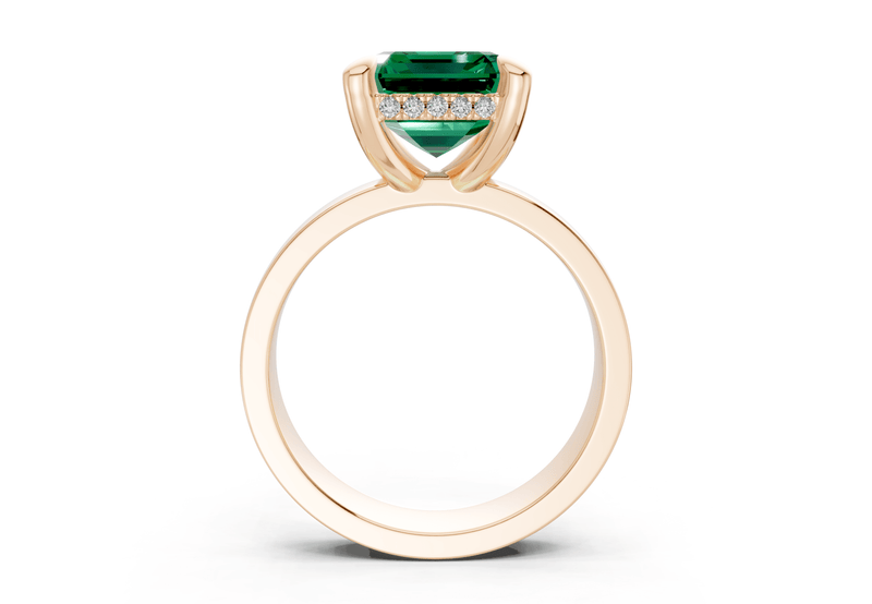Echo Emerald Gemstone Solitaire Emerald Cut 4mm Engagement Ring - Ring Premier