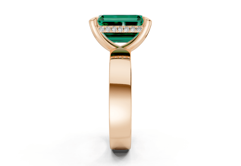 Echo Emerald Gemstone Solitaire Emerald Cut 4mm Engagement Ring - Ring Premier