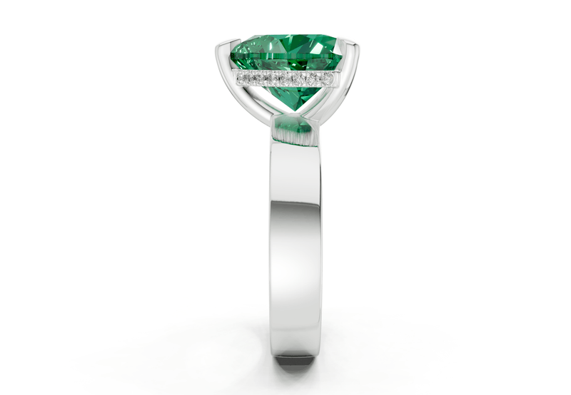 Echo Emerald Gemstone Solitaire Heart Cut 4mm Engagement Ring - Ring Premier