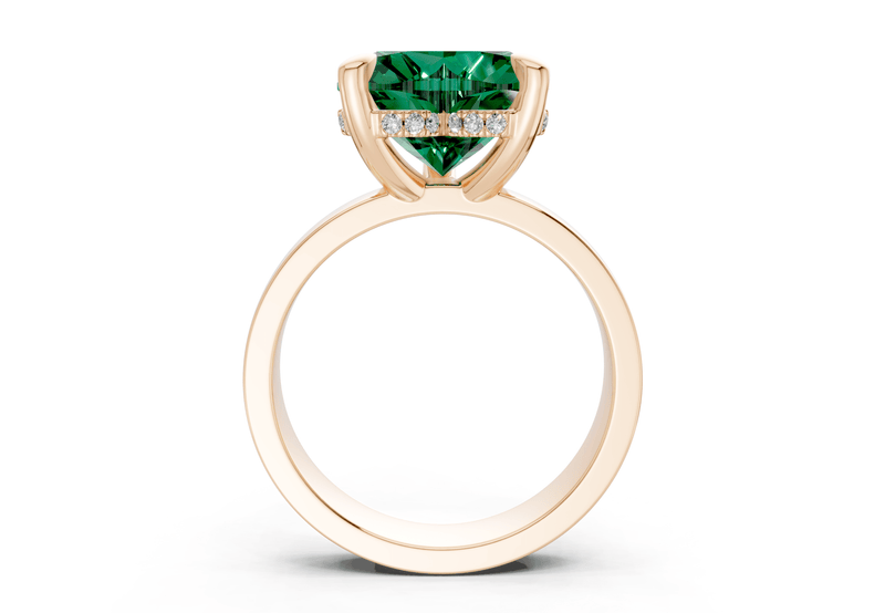 Echo Emerald Gemstone Solitaire Heart Cut 4mm Engagement Ring - Ring Premier