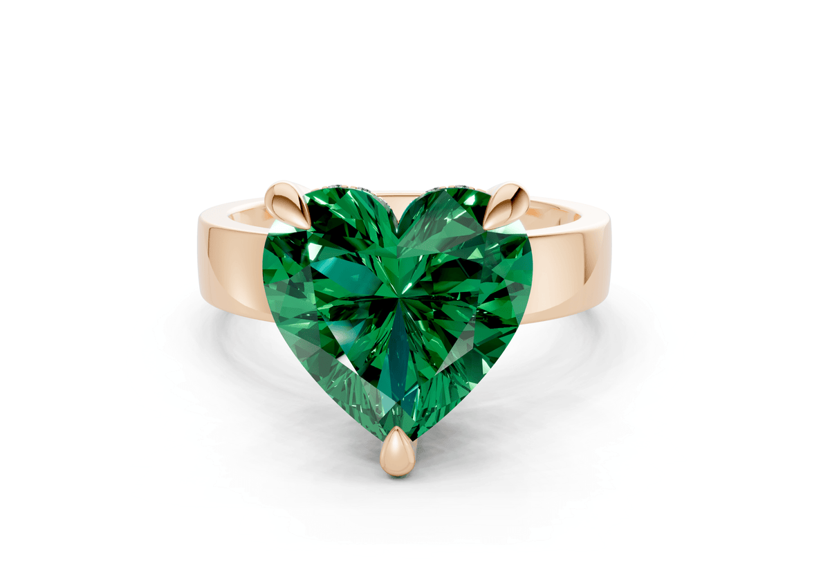 Echo Emerald Gemstone Solitaire Heart Cut 4mm Engagement Ring