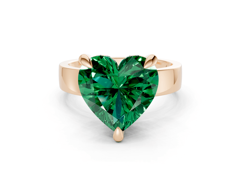 Echo Emerald Gemstone Solitaire Heart Cut 4mm Engagement Ring - Ring Premier