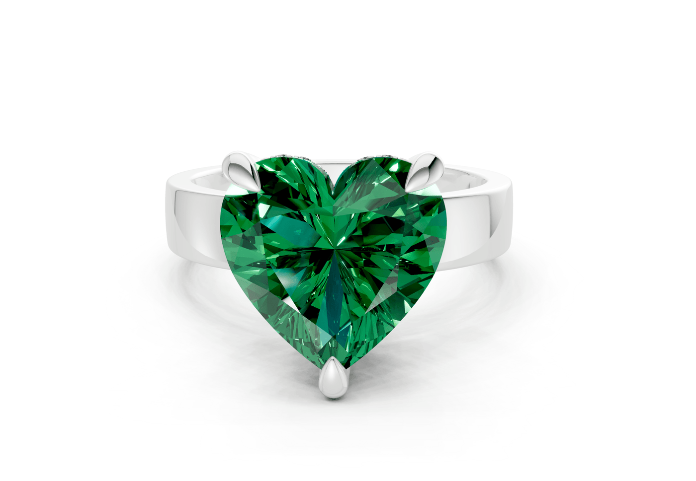 Echo Emerald Gemstone Solitaire Heart Cut 4mm Engagement Ring