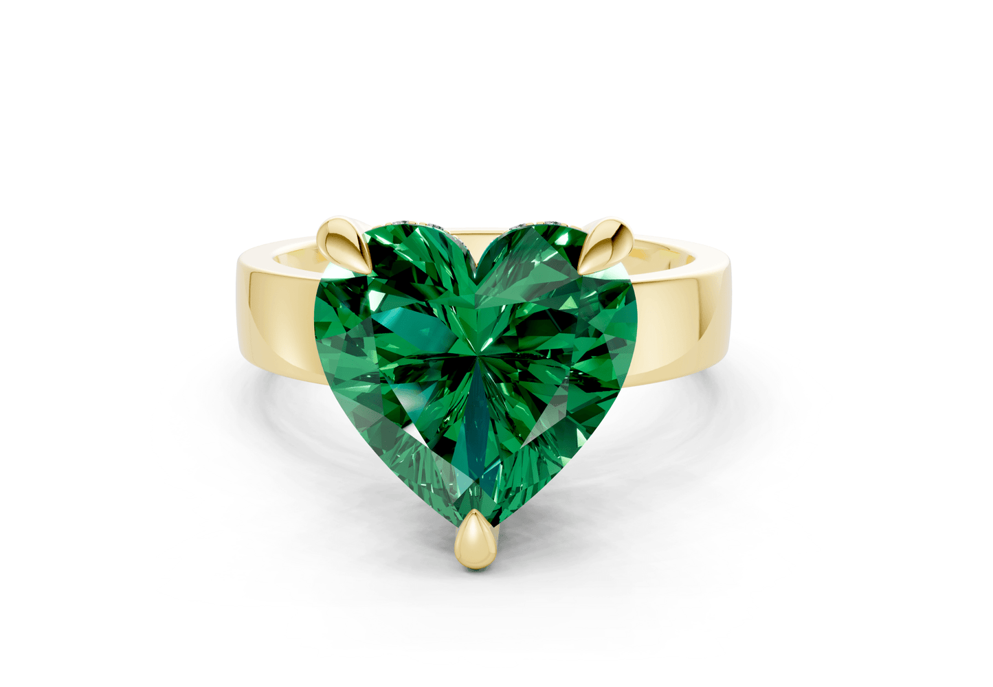 Echo Emerald Gemstone Solitaire Heart Cut 4mm Engagement Ring - Ring Premier