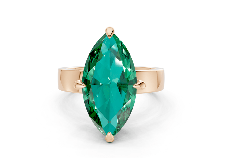 Echo Emerald Gemstone Solitaire Marquise Cut 4mm Engagement Ring - Ring Premier