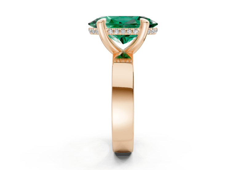 Echo Emerald Gemstone Solitaire Oval Cut 4mm Engagement Ring - Ring Premier