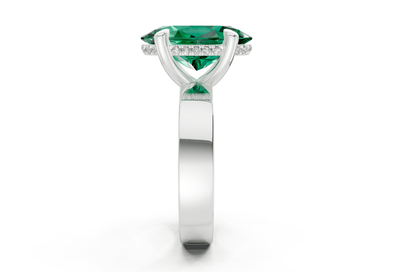 Echo Emerald Gemstone Solitaire Oval Cut 4mm Engagement Ring - Ring Premier