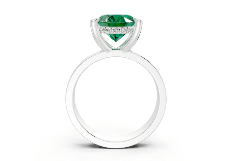 Echo Emerald Gemstone Solitaire Oval Cut 4mm Engagement Ring - Ring Premier