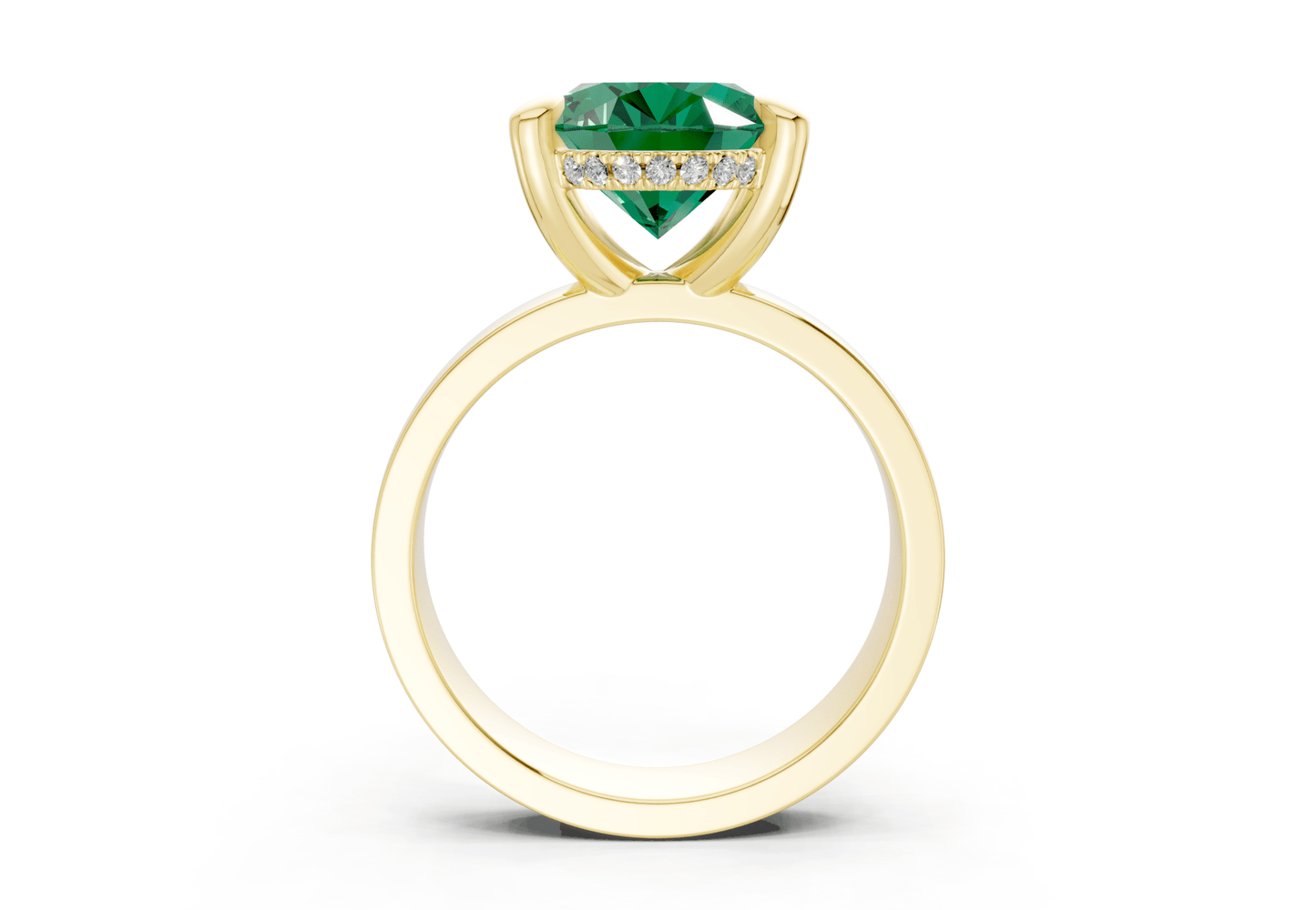 Echo Emerald Gemstone Solitaire Oval Cut 4mm Engagement Ring - Ring Premier