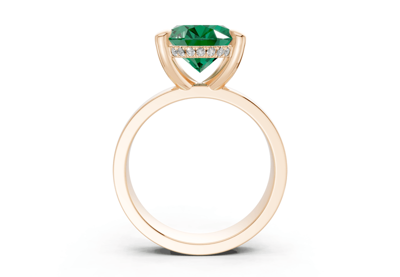 Echo Emerald Gemstone Solitaire Oval Cut 4mm Engagement Ring - Ring Premier