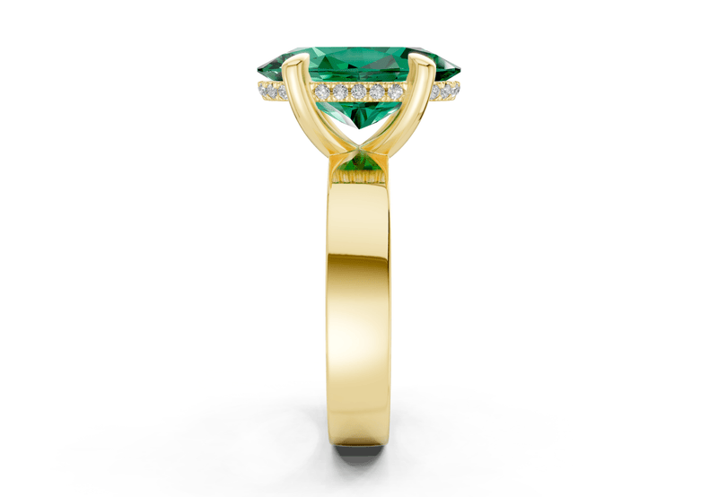 Echo Emerald Gemstone Solitaire Oval Cut 4mm Engagement Ring - Ring Premier