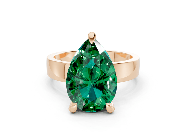 Echo Emerald Gemstone Solitaire Pear Cut 4mm Engagement Ring - Ring Premier