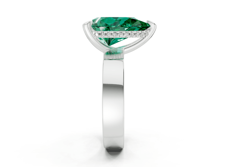 Echo Emerald Gemstone Solitaire Pear Cut 4mm Engagement Ring - Ring Premier
