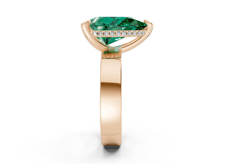 Echo Emerald Gemstone Solitaire Pear Cut 4mm Engagement Ring - Ring Premier