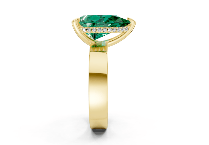 Echo Emerald Gemstone Solitaire Pear Cut 4mm Engagement Ring - Ring Premier