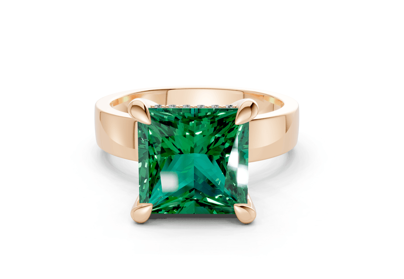 Echo Emerald Gemstone Solitaire Princess Cut 4mm Engagement Ring - Ring Premier