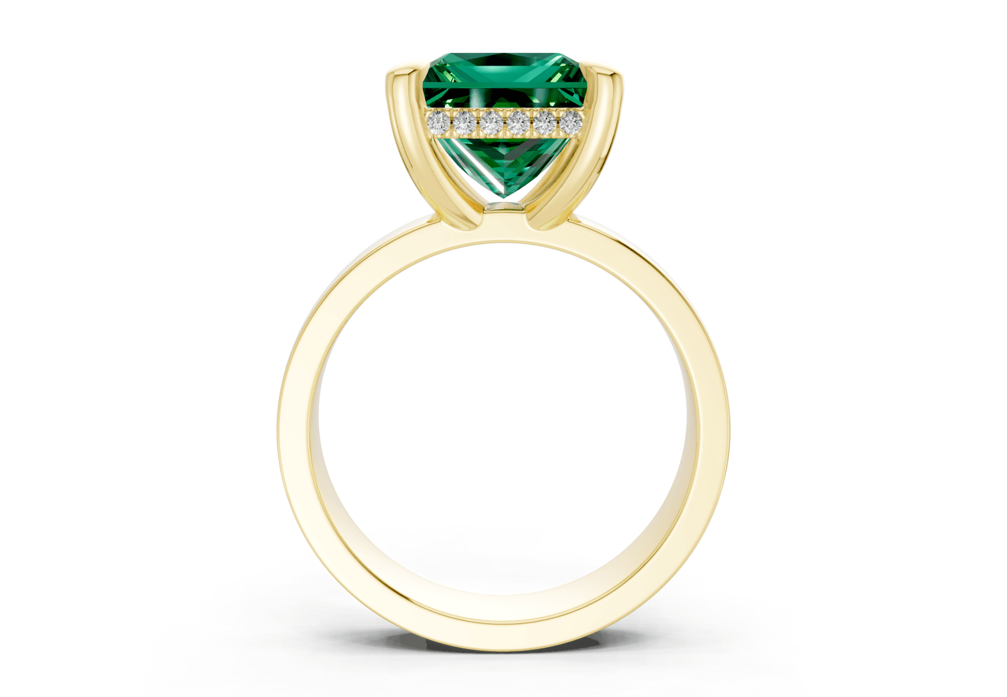 Echo Emerald Gemstone Solitaire Princess Cut 4mm Engagement Ring - Ring Premier