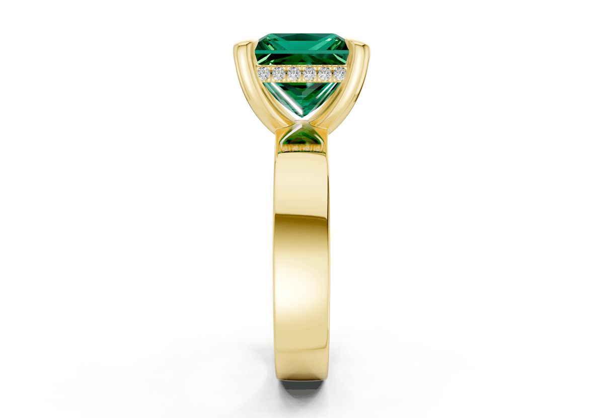 Echo Emerald Gemstone Solitaire Princess Cut 4mm Engagement Ring