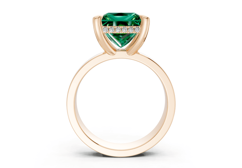 Echo Emerald Gemstone Solitaire Princess Cut 4mm Engagement Ring - Ring Premier