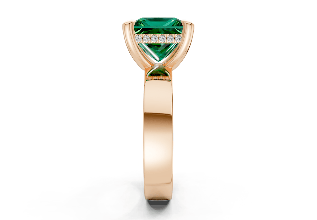 Echo Emerald Gemstone Solitaire Princess Cut 4mm Engagement Ring