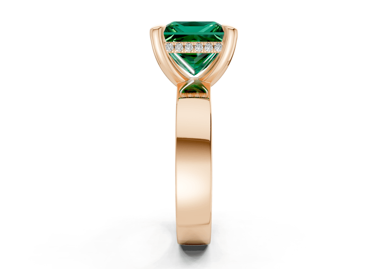 Echo Emerald Gemstone Solitaire Princess Cut 4mm Engagement Ring - Ring Premier