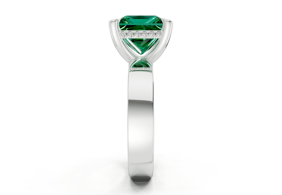 Echo Emerald Gemstone Solitaire Princess Cut 4mm Engagement Ring
