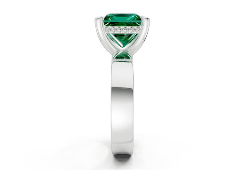 Echo Emerald Gemstone Solitaire Princess Cut 4mm Engagement Ring - Ring Premier
