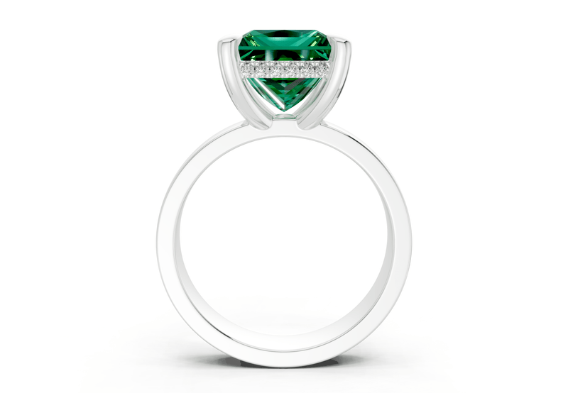 Echo Emerald Gemstone Solitaire Princess Cut 4mm Engagement Ring - Ring Premier
