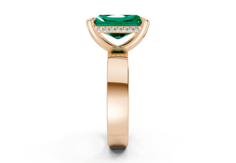 Echo Emerald Gemstone Solitaire Radiant Cut 4mm Engagement Ring - Ring Premier