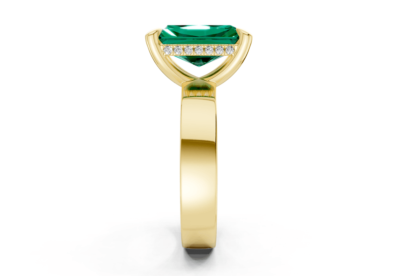 Echo Emerald Gemstone Solitaire Radiant Cut 4mm Engagement Ring - Ring Premier