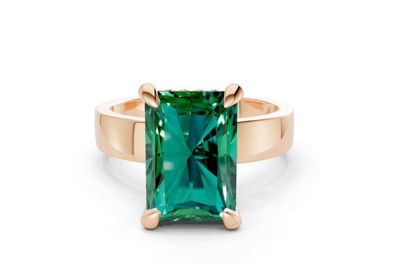 Echo Emerald Gemstone Solitaire Radiant Cut 4mm Engagement Ring - Ring Premier