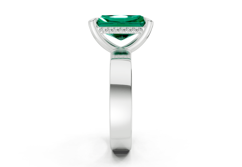 Echo Emerald Gemstone Solitaire Radiant Cut 4mm Engagement Ring - Ring Premier
