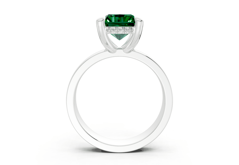 Echo Emerald Gemstone Solitaire Radiant Cut 4mm Engagement Ring - Ring Premier