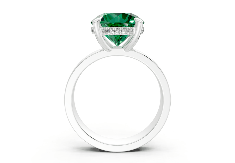 Echo Emerald Gemstone Solitaire Round Cut 4mm Engagement Ring - Ring Premier