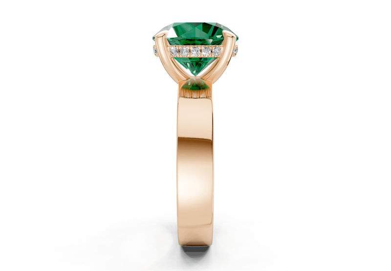 Echo Emerald Gemstone Solitaire Round Cut 4mm Engagement Ring - Ring Premier