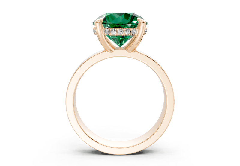 Echo Emerald Gemstone Solitaire Round Cut 4mm Engagement Ring - Ring Premier