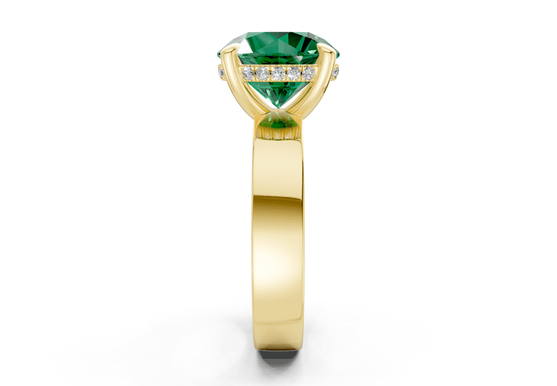 Echo Emerald Gemstone Solitaire Round Cut 4mm Engagement Ring - Ring Premier