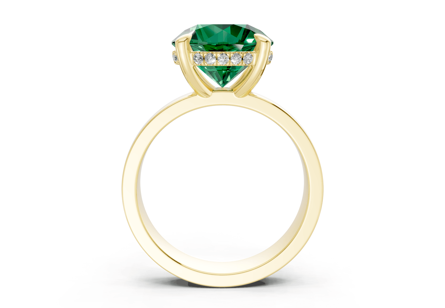 Echo Emerald Gemstone Solitaire Round Cut 4mm Engagement Ring - Ring Premier